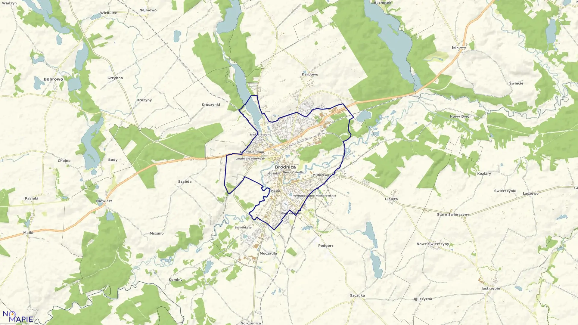 Mapa obrębu BRODNICA-MIASTO w mieście Brodnica